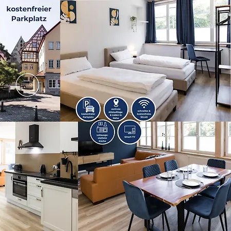 דירה 3 Bedroom Altstadtwohnung Mit Parkplatz, Tolle Lage In Schwaebisch Hall, Bis 8 Personen שווביש האל